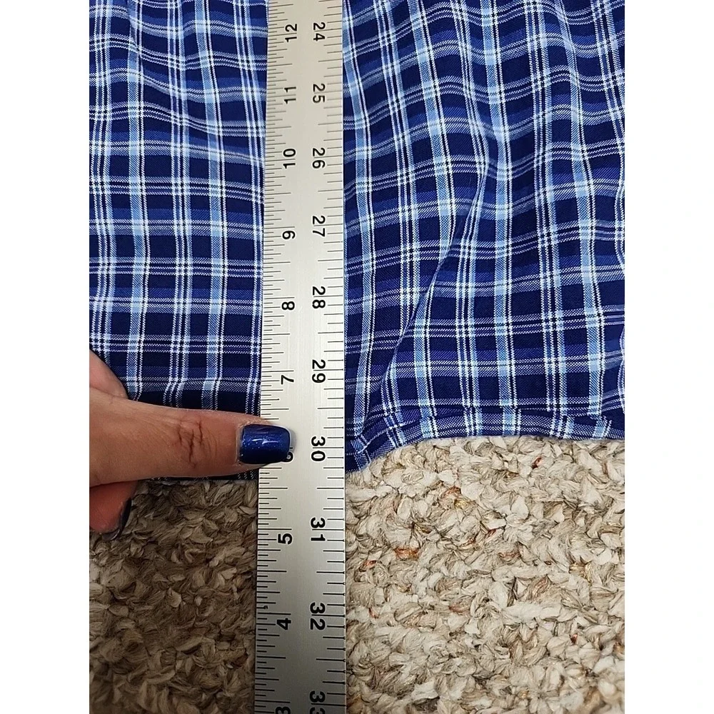 Ralph Lauren Blue‎ Plaid Long Sleeve Button Logo Shirt Size L